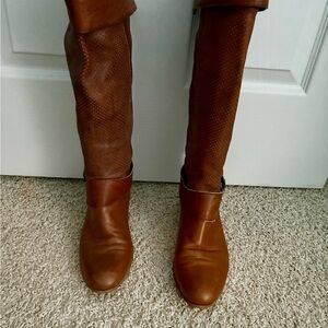 Brown Italian Leather Knee-High Boots